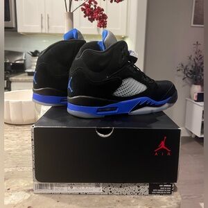 Air Jordan Retro 5, Black and Blue Sneakers